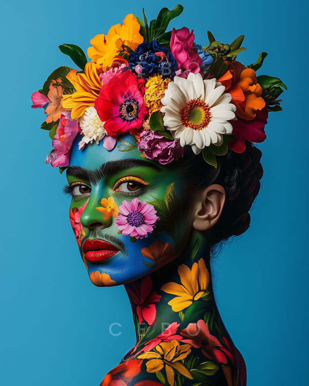 Frida in Flowers Poster