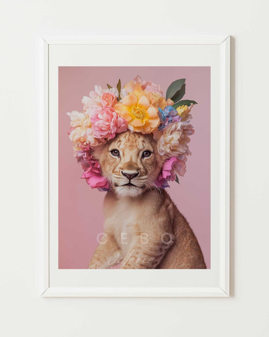 Flowery Lion Cub Poster