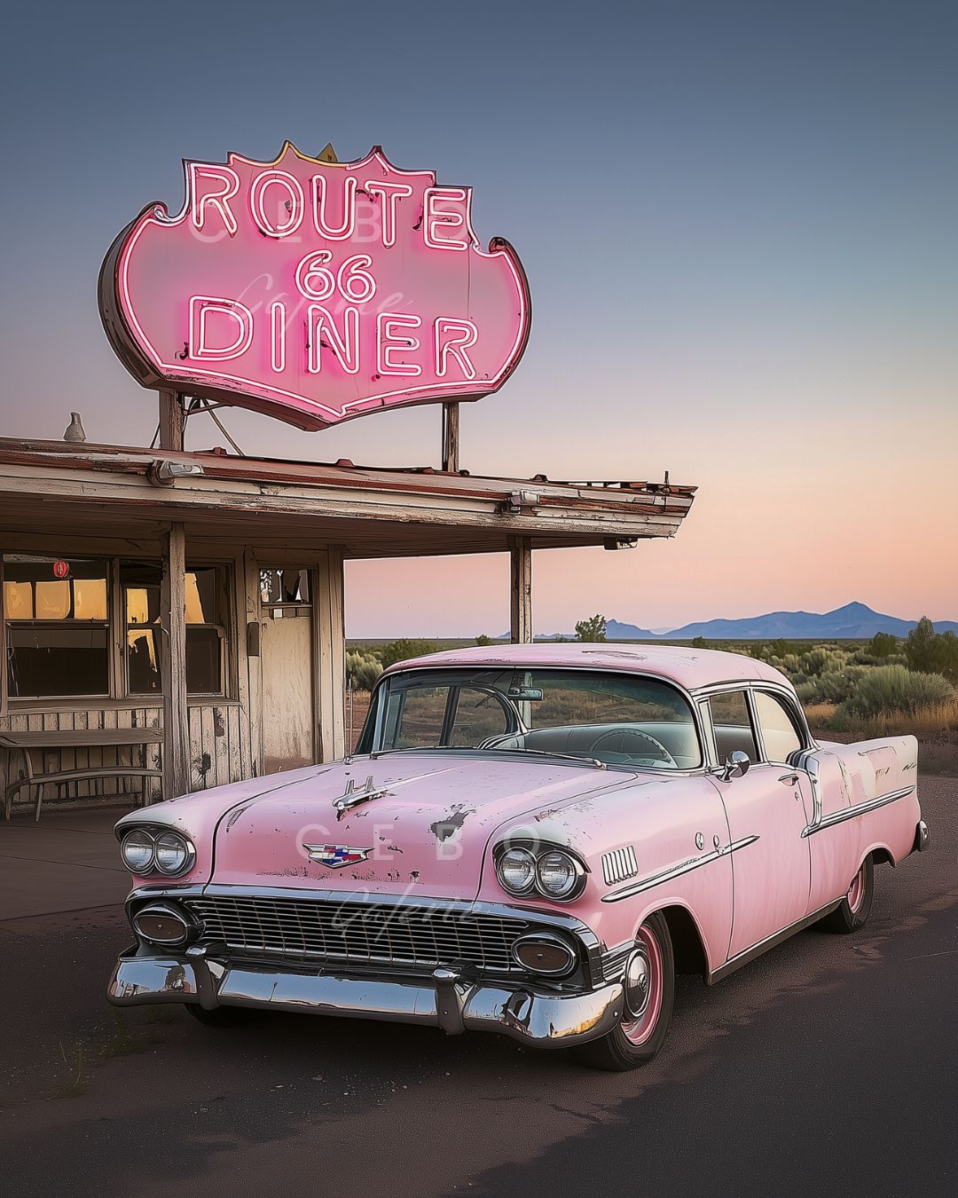 Affiche Pink Route 66