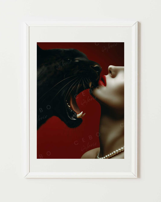 Affiche Rouge Félin