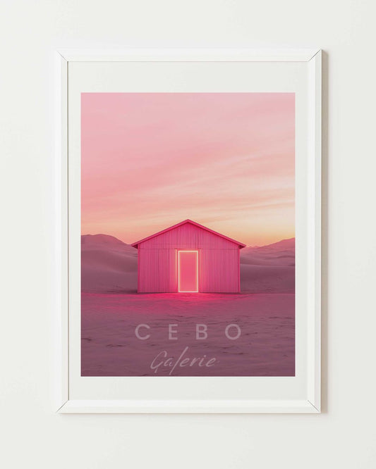 Affiche Cabane Néon Rose