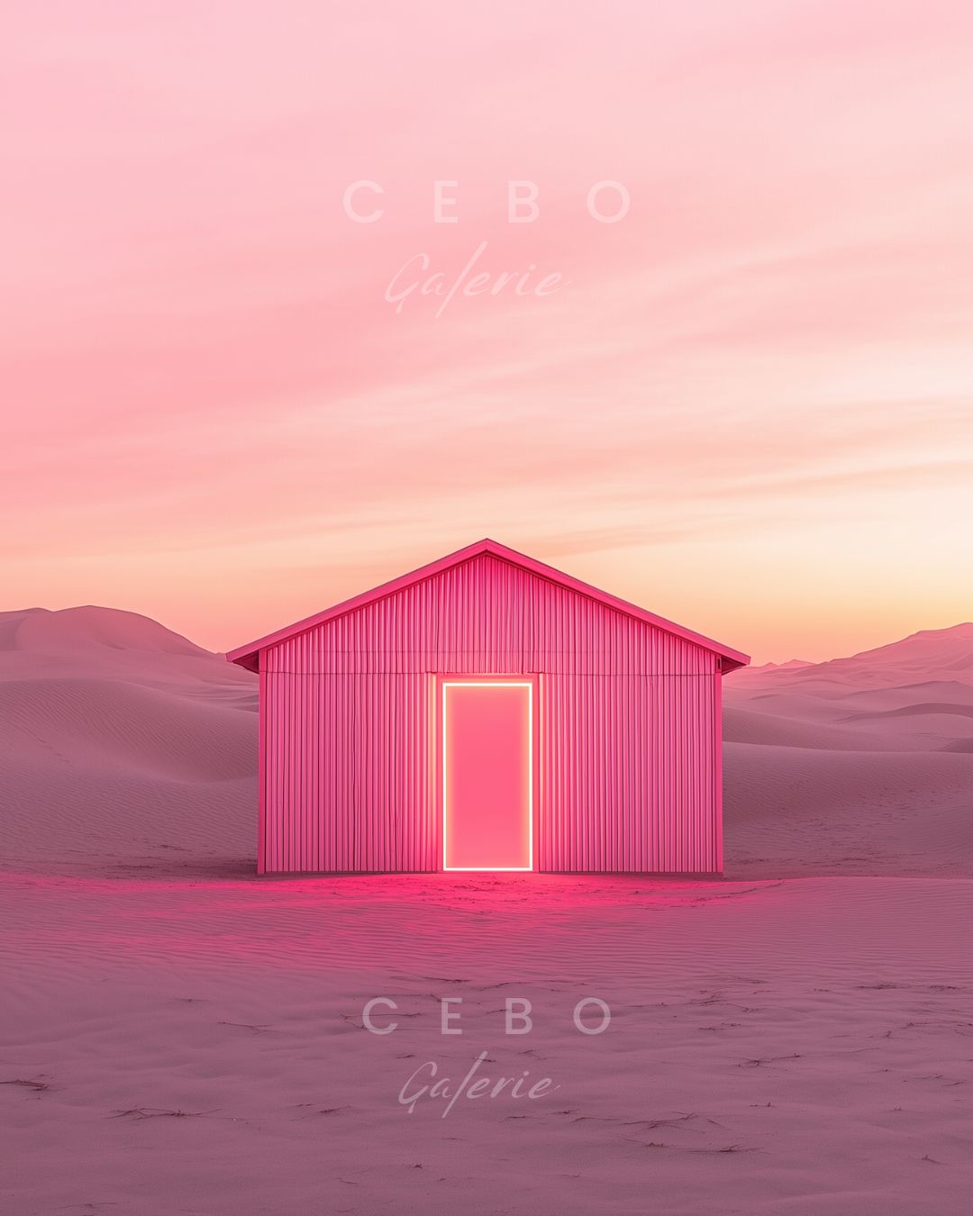 Affiche Cabane Néon Rose