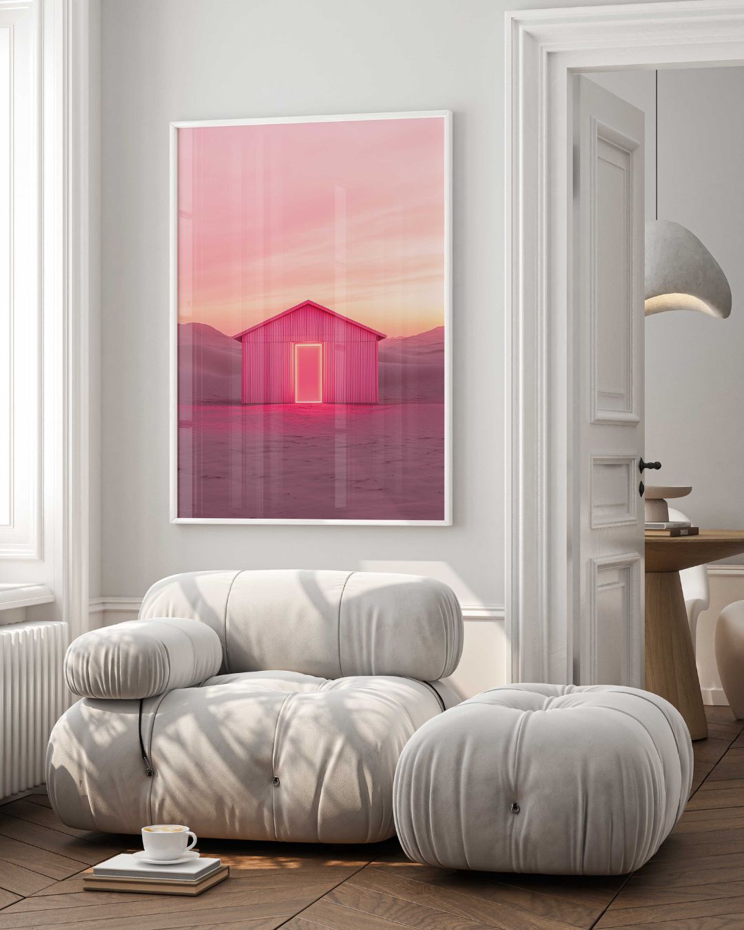 Affiche Cabane Néon Rose