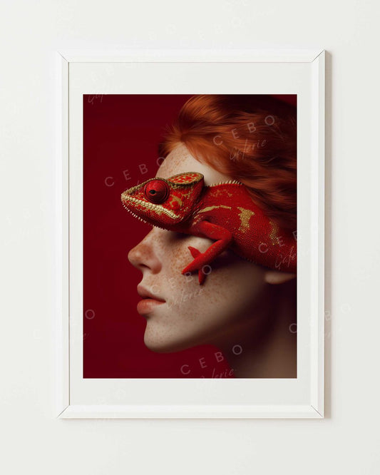 Red Chameleon Poster