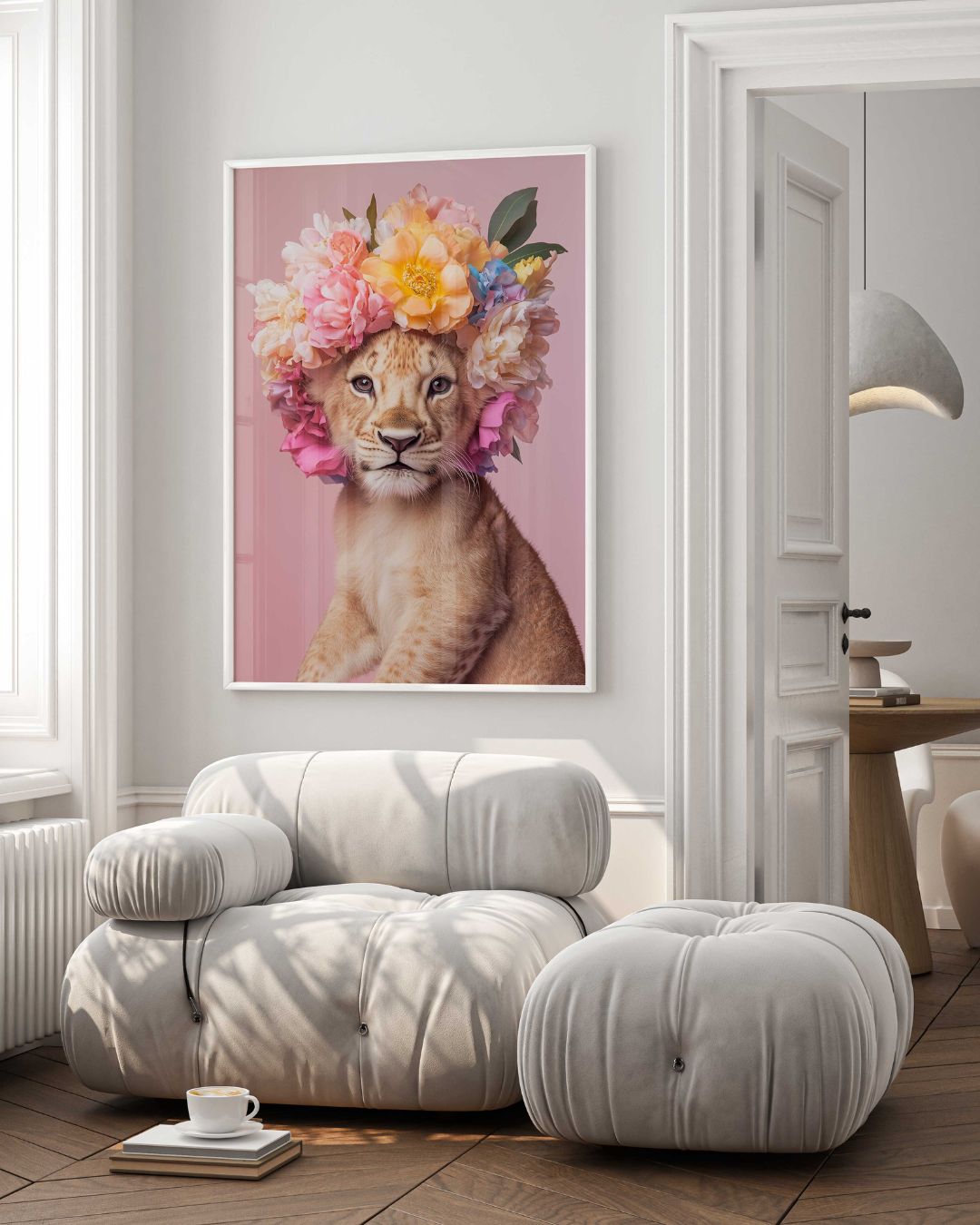 Affiche Lionceau Fleuri