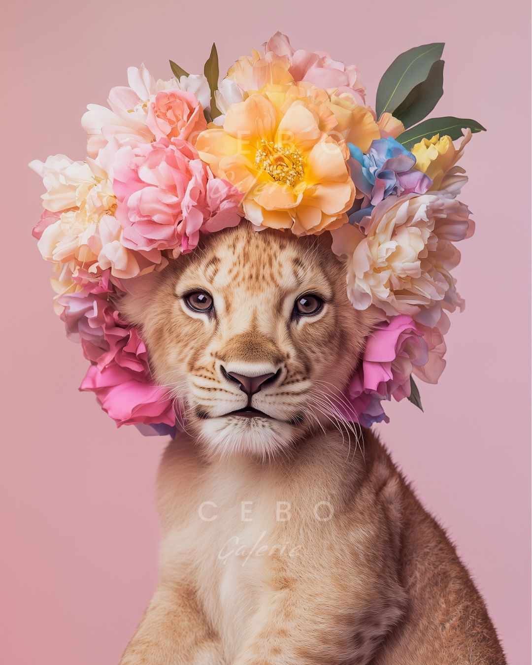 Affiche Lionceau Fleuri