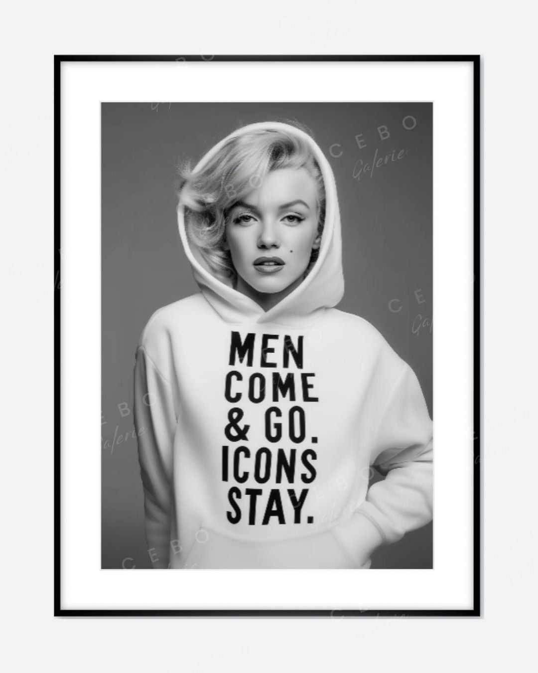 Gerahmter Kunstdruck „Men Come and Go, Icons Stay.“