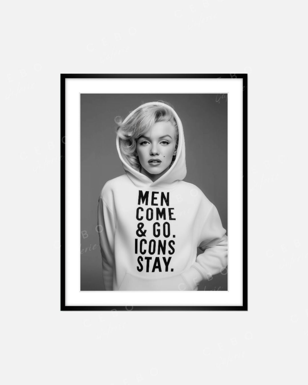 Gerahmter Kunstdruck „Men Come and Go, Icons Stay.“