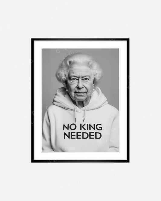 Gerahmter Kunstdruck „NO KING NEEDED“