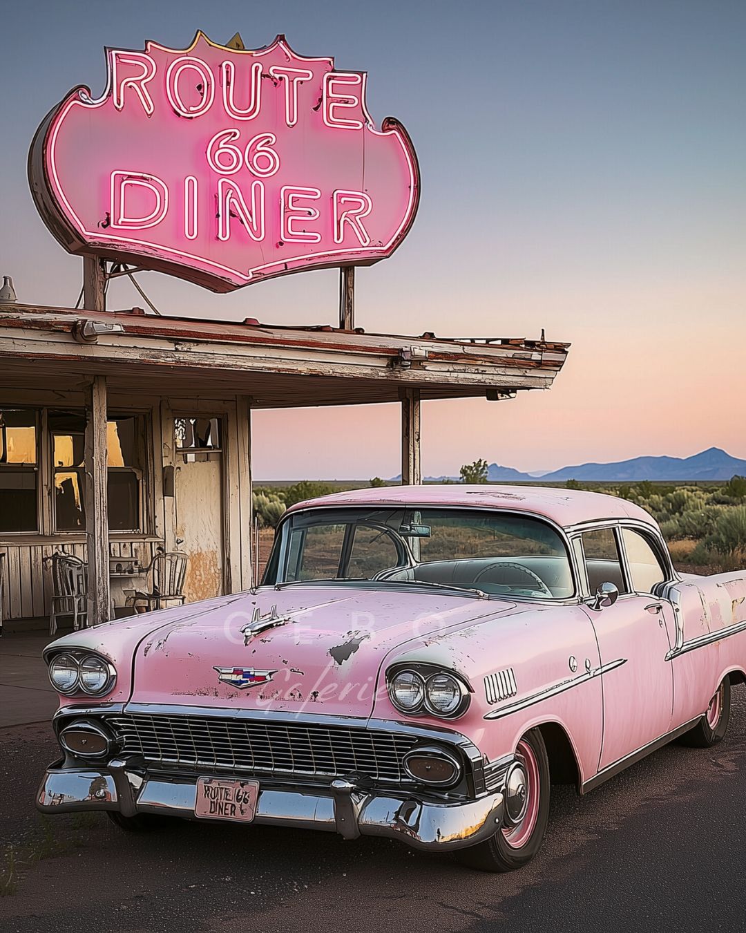 Tableau Pink Route 66 - Exemplaire Unique