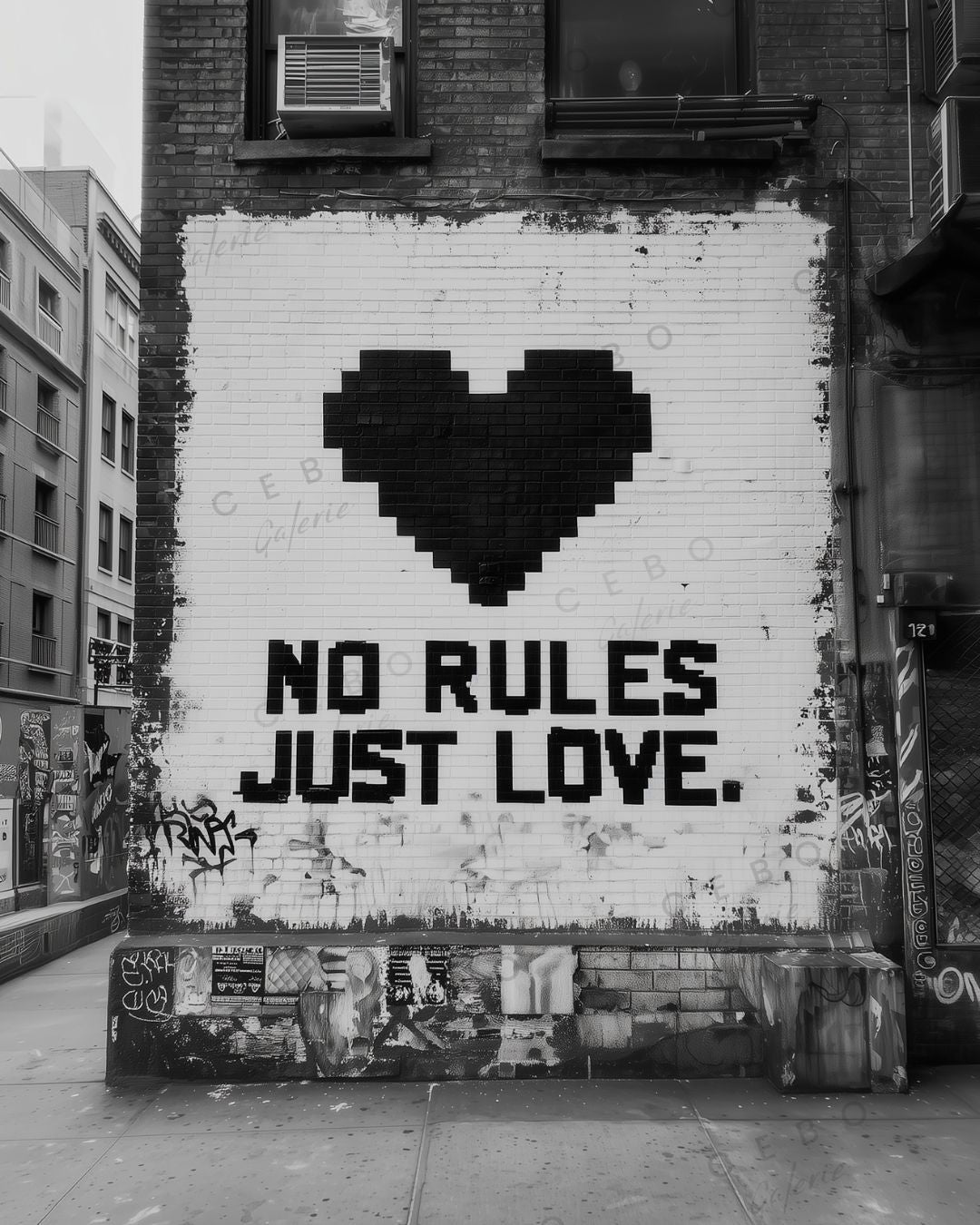 Tableau No Rules. Just Love. - Exemplaire Unique